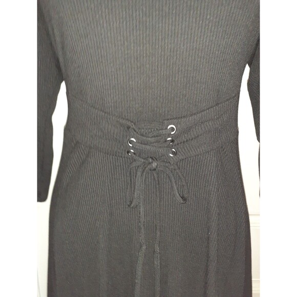 TORRID Plus Size 1 1X A-Line Dress Black 3/4 Sleeve Stretch Knit - Picture 2 of 5
